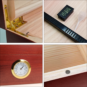 Caja de humidor de cigarros de cedro de gama alta Simple Retro personalizada Estante de patrón decorativo de técnica pulida de laca MDF de alta calidad - Product Image 6