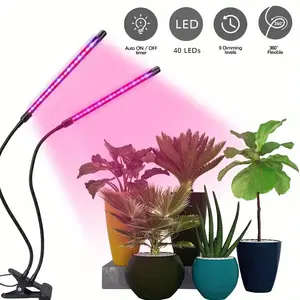 Lámpara LED de doble cabezal ajustable con clip para hidroponía de jardín que emite luz roja a precio de fábrica para el crecimiento de plantas de invernadero - Product Image 5
