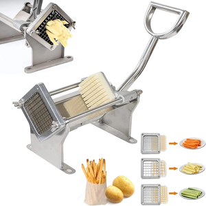Cortador de Batatas Fritas em Aço Inoxidável Profissional, Cortador Comercial de Vegetais e Batatas com 3 Moldes - Product Image 1