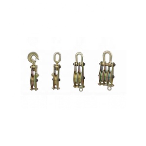 주조 강철 휠 풀리 후크형 아연 도금 수동 작업 케이블 당김 풀리 호이스트 리프팅 블록 10-200KN 정격 하중 도구 - Product Image 1