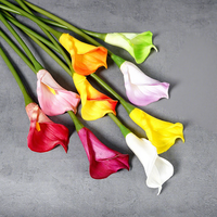 Bunga Calla Lily PU Besar Grosir, Bunga Tiruan Sentuhan Asli Tangkai Panjang untuk Dekorasi Pernikahan, Hotel, Rumah, dan Meja