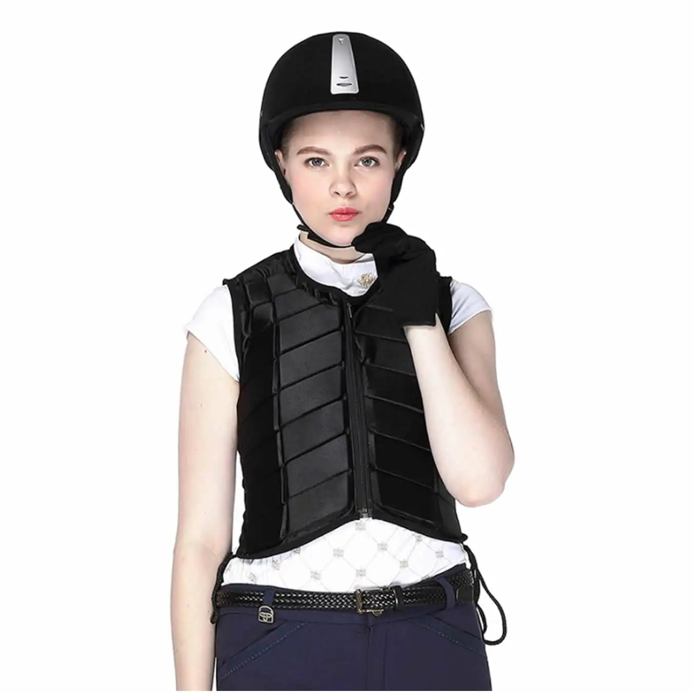 Cưỡi ngựa vest an toàn chuyên nghiệp Eva độn ngựa cưỡi vest unisex Dây Kéo Màu đen bảo vệ bánh Áo ghi lê