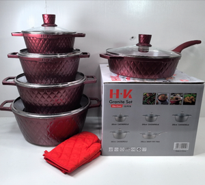 طقم قلي عميق من 12 قطعة من <span class=keywords><strong>HK</strong></span>، 6 قطع من الأواني غير اللاصقة بتصميم عصري صديق للبيئة، مصنوع من المعدن والحجر الطبي المصبوب - Product Image 4