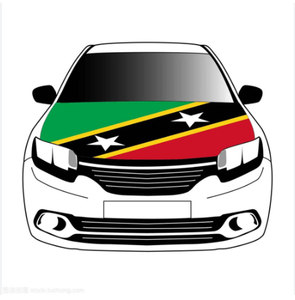 Fundas Personalizadas para Capó de Coche al por Mayor, de Poliéster Elástico, Lavables, con Diseño de Bandera de Santa Kitts y Nevis - Product Image 1