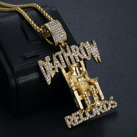 Kalung Liontin Hip Hop Deathrow Records Anti Karat Lapis Emas 18k untuk Pria, Bahan Baja Tahan Karat 316l, Grosir