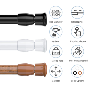 <span class=keywords><strong>Tringle</strong></span> télescopique polyvalente CF Custom <span class=keywords><strong>sans</strong></span> perçage, 28 pouces, en acier inoxydable, extensible, pour portes, armoires, rideaux <span class=keywords><strong>de</strong></span> douche, à tension réglable - Product Image 3