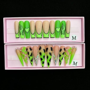 Venta al por mayor 10 piezas <span class=keywords><strong>de</strong></span> <span class=keywords><strong>uñas</strong></span> <span class=keywords><strong>de</strong></span> gel pintadas a mano hermoso diseño personalizado <span class=keywords><strong>de</strong></span> lujo hecho a mano prensa en las <span class=keywords><strong>uñas</strong></span> - Product Image 1