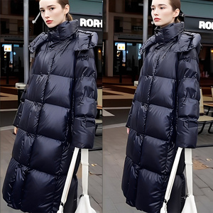 Abrigo Largo de Plumón de Color Sólido para Hombre, Abrigo de Invierno Grueso y Cálido con Bolsillos con Cremallera y Decoración - Product Image 3