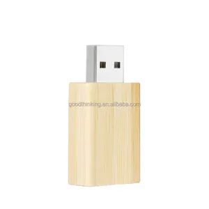 USB A 2.0 to USB C 2.0 Converter privacy protection environmental friendly bamboo wooden material USB data blocker