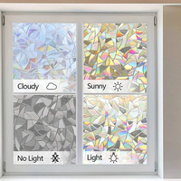 Película de Privacidad para Ventanas Playlamps, Arcoíris 3D, Decorativa, Vitral, Cambia de Color, PVC, Estática, Sin Adhesivo, Removible, 5 Años