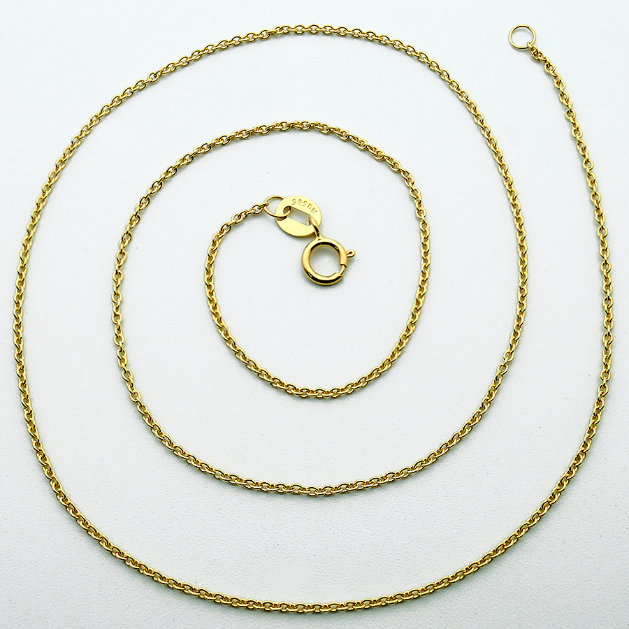 14K Oro Giallo 1.5mm Veneziana Scatola Rotonda Catena Collana