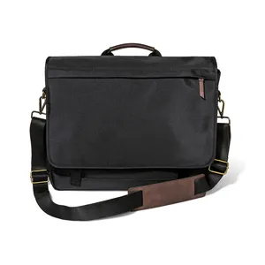 Promotion durable fashion polyester comfortable carrying black string bag for laptop messenger