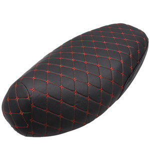 Housse de siège pour trottinette électrique Mojelong, cuir noir, surpiqûres rouges, protection solaire, imperméable, coussin 3D épaissi - Product Image 1