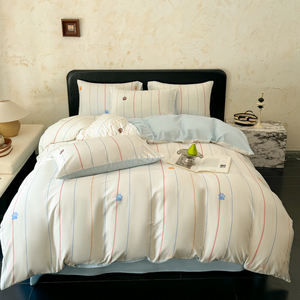 Juego de cama de 4 piezas Fresh & Cute Line Art-Juego de funda nórdica <span class=keywords><strong>juvenil</strong></span> y enérgica - Product Image 6