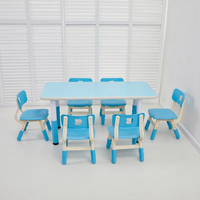 Table et chaises rectangulaires modernes en plastique réglables en hauteur pour enfants, avec caractéristiques de sécurité, pour l'école et l'extérieur