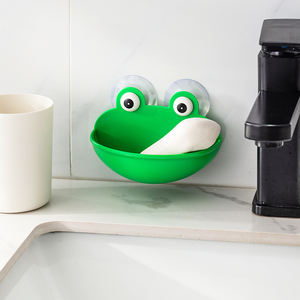 אניה צפרדע חמוד צורה צפרדע פלסטיק עמיד עם צלחת סבון רכוב קיר נייד נייד - Product Image 4