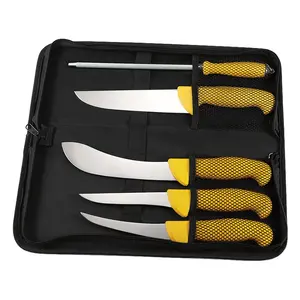 Butcher Kitchen Knife 6pcs Set Professional Stainless Steel Restaurant Boning Knife Fillet Fish Knife With Plastic Handle