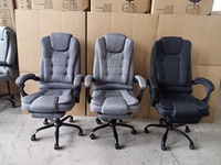 Chaise de bureau ergonomique pour grands et robustes, chaise de direction inclinable en tissu gris