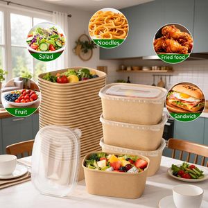 Boîte à lunch en papier kraft biodégradable personnalisable avec logo, vente chaude, formes carrées et rectangulaires pour plats à emporter, directement de l'usine - Product Image 5