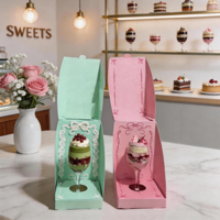 Boîte à gâteau pliable en papier pour mariage, anniversaire, Saint-Valentin, emballage de cupcakes en verre avec design personnalisé