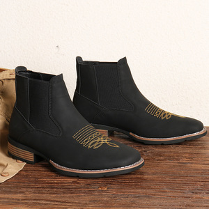 Bottes <span class=keywords><strong>Chelsea</strong></span> pour <span class=keywords><strong>homme</strong></span> de haute qualité, rétro, mode, couleur unie, chaussures à enfiler, bottes en cuir de haute qualité pour <span class=keywords><strong>homme</strong></span> - Product Image 3