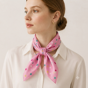Pañuelo Cuadrado de Poliéster con Estampado Personalizado de 27.5 Pulgadas, Pañuelo de Cuello con Diseño de Lunares para Mujer, Accesorios de Moda, Venta al Por Mayor OEM - Product Image 2