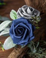 25 Buah Mawar Buatan Tangan dari Busa dengan Sentuhan Realistis, Batang Biru Tua |   Bunga Palsu DIY Buket Pernikahan Dekorasi Pesta Dekorasi Rumah