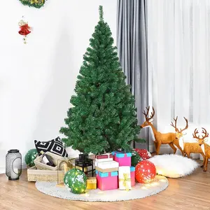 Зеленая подсветка на рождественскую елку высотой 5 футов, украшение с предварительно нанизанной подставкой, флокированные конусы, сосна Каролина