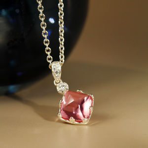Collana in argento 925 moderno di fascia alta con ciondolo rosa con torre di zucchero coltivata con ciondolo alla moda ciondolo in pietra preziosa - Product Image 5