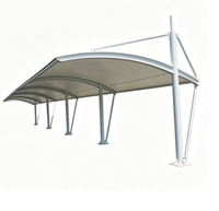 Auvent à tiges de traction en PTFE PVDF grande portée, résistant au feu, imperméable, pare-soleil et abri de pluie pour parking commercial