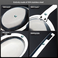 Écumoire en acier inoxydable 304 avec filtre à mousse intégré en maille dense pour écrémer l'huile et filtrer la graisse de cuisine, anti-brûlure