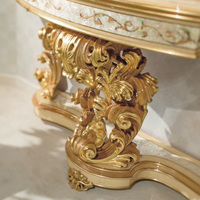 Luxe Antique Feuille D'or Couleur En Bois Sculpté Nacre Table Dessus Console Tables Console Classique Table