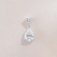 Pendentif en or blanc 8K avec diamant de laboratoire en forme de poire, bijoux fins, cadeau de fiançailles, collier avec pendentif pour femme, chaîne avec breloque en diamant