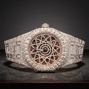 Reloj Mecánico Iced Out con Esfera de Acero Inoxidable, Números Arábigos, Visualización de Fecha, Cierre Oculto, Reloj de Pulsera de Lujo y Moda - Product Image 4