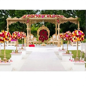 Décoration de mandap en bois pour mariage en plein air, thème jardin, aménagement de mandap en bois pour mariage en extérieur - Product Image 1