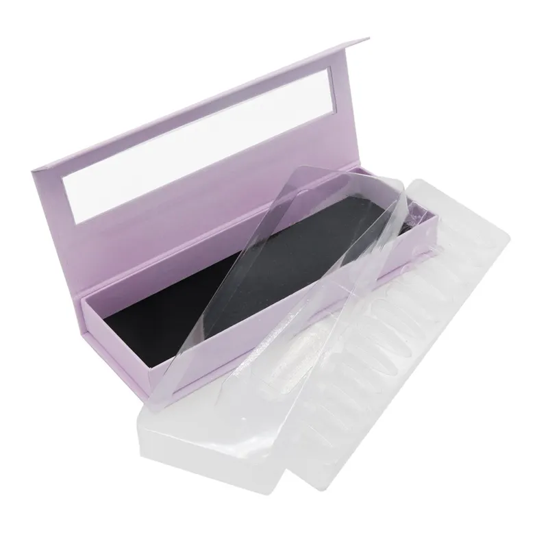 Индивидуальная пустая упаковочная коробка для товаров, печать, Индивидуальная маркировка вашего логотипа, роскошная пресс-коробка для упаковки ногтей с прозрачным окном