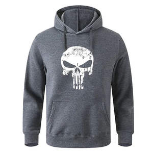 Sudadera con capucha de calavera en crema para hombre, ropa de calle gráfica, jersey de lana cálida, sudadera informal de manga larga a la moda - Product Image 6