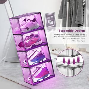 Exhibidor de Zapatos Acrílico Transparente Rectangular Personalizado con Cierre Magnético, Diseño Apilable y Plegable, Estilo Europeo - Product Image 6