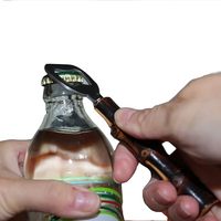 Abrebotellas de cerveza con tapa de acero inoxidable con mango de raíz de bambú único
