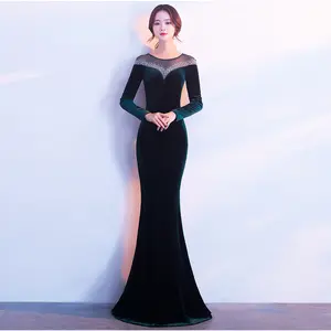 Robe De Soiree Arábia Arbia Festa Lado Sexy Dividir Preto Querida Veludo Evening <span class=keywords><strong>Prom</strong></span> Dresses - Product Image 1