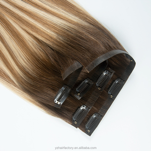 Extensiones de Cabello Humano con Clip, Color Ombre Marrón Rubio, Cabello Remy, Doble Trama a Máquina, Puntas Completas - Product Image 6