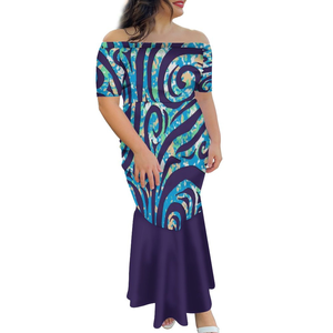 Vestido de sirena de arte de la isla del Pacific, <span class=keywords><strong>blanco</strong></span> y negro, un hombro, cola de pez, lavable, hawaiana, Polinesia, Tapai, alta calidad - Product Image 4