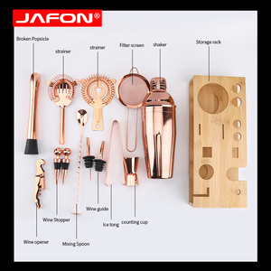Outils de <span class=keywords><strong>barman</strong></span> personnalisés Shaker cuivré 14 pièces <span class=keywords><strong>Kit</strong></span> d'outils de bar pour <span class=keywords><strong>barman</strong></span> avec support en bambou ensemble de shaker à <span class=keywords><strong>cocktail</strong></span> - Product Image 5