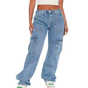 En stock OEM <span class=keywords><strong>Pantalon</strong></span> <span class=keywords><strong>cargo</strong></span> en denim stretch grande taille 12-24 pour femmes-Jogging tactique à jambe droite avec poches <span class=keywords><strong>Pantalon</strong></span> de travail - Product Image 5