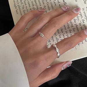 Bague ouverte en argent pur S925, style japonais et coréen, pour femme, motif alimentaire, personnalisée, simple, trois éléments de bijouterie - Product Image 3