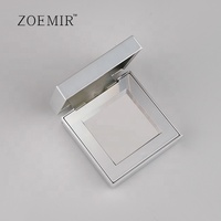 Étui compact carré de luxe argenté pour poudre avec couvercle découpé, étui magnétique en ABS pour palette de blush et fards à paupières, compartiment unique, personnalisable avec logo