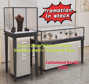 PROMOTION Stainless Steel Jewelry Cabinet LED Light <strong>Tempered</strong> <strong>Glass</strong> Jewelry in Stock Showcase Jewelry Cabinet LOGO Customization - Product Image 6