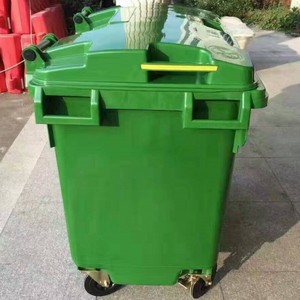 Poubelle extérieure 1100L en HDPE avec couvercle à roulettes et poignée, en plastique durable pour usage sanitaire - Product Image 3