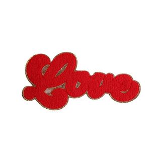 Hot Sale Big Size Iron on Chenille Embroidered Gold Edge love Letter Patch for T-shirt Hoodies - Product Image 6