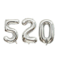 Lettres de ballon numérique en film d'aluminium argenté de 32 pouces pour les décorations de salle de fête d'anniversaire et de mariage de la fête des mères